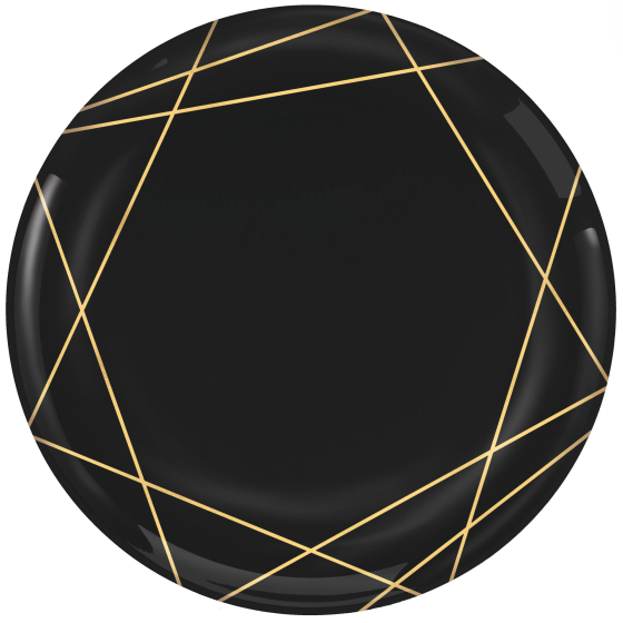 PREMIUM JET BLACK SIDE PLATE WITH GOLD GEO DESIGN - 20 PACK