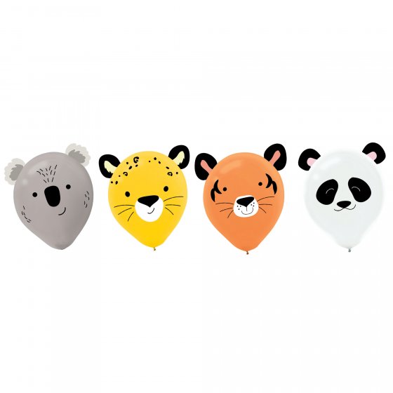 BALLOONS LATEX - GET WILD JUNGLE ANIMALS WITH ADD ONS PACK OF 6