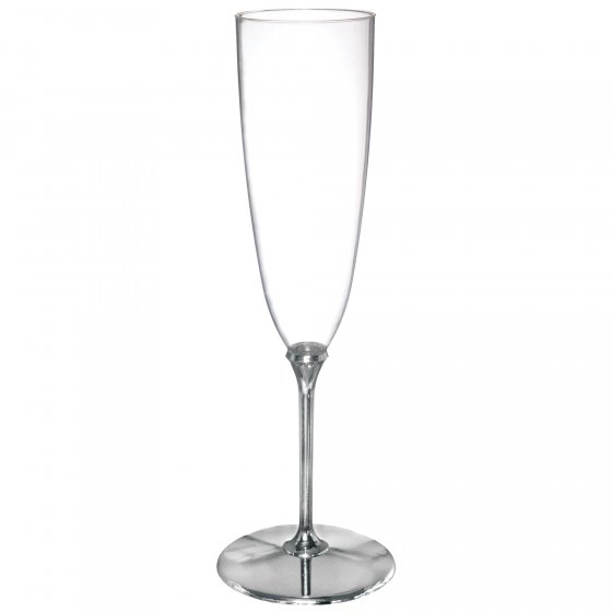 PREMIUM CHAMPAGNE GLASSES - CLEAR WITH SILVER STEM PACK OF 8