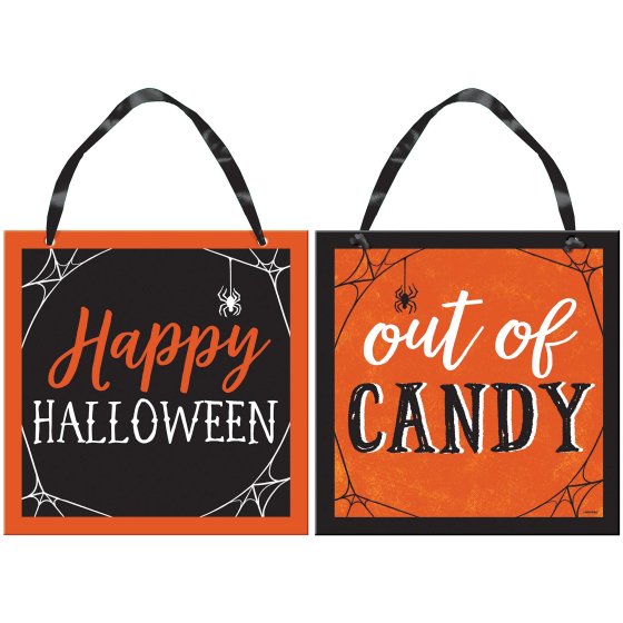HAPPY HALLOWEEN & OUT OF CANDY MDF DOOR SIGN