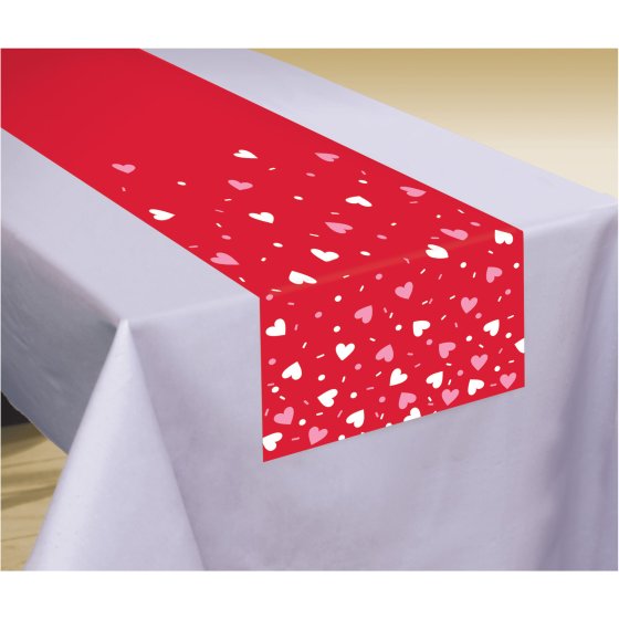 VALENTINES DAY HEART FABRIC TABLE RUNNER