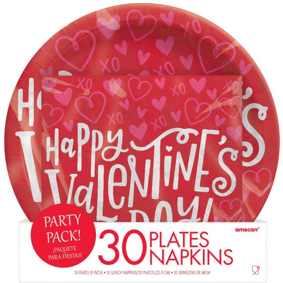 VALENTINES DAY PLATES & NAPKINS PARTY PACK