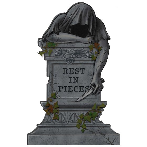 HALLOWEEN TOMBSTONE - REST IN PIECES DUDE WITH KNIFE