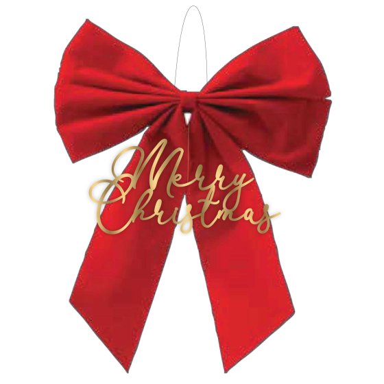 MERRY CHRISTMAS & RED GLITTER BOW DECORATION