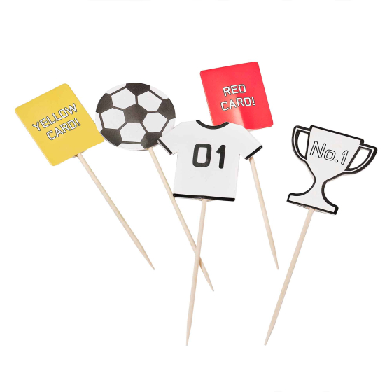 KICK OFF PARTY SOCCER CUPCAKE TOPPERS - PACK OF 12