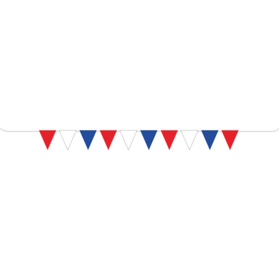 PATRIOTIC RED, WHITE & BLUE PENNANT BANNER 5M
