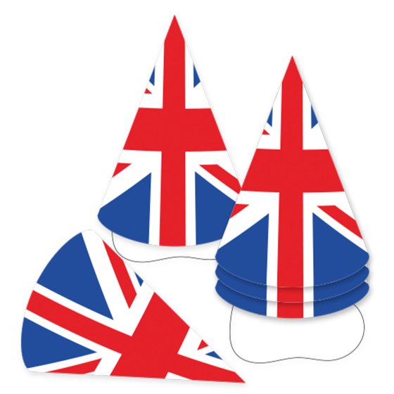 BRITISH PATRIOTIC UNION JACK FLAG CONE HATS - PACK OF 6