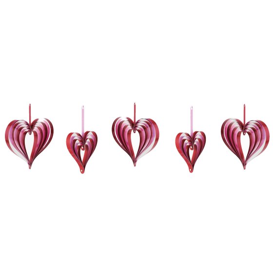 VALENTINES HANGING RED & PINK HEARTS - PACK OF 5