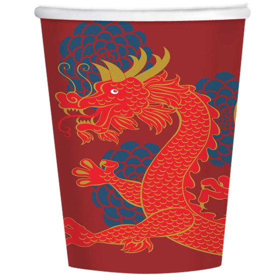 CHINESE NEW YEAR DRAGON CUPS - PACK OF 8