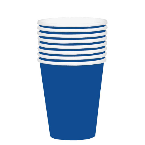 DISPOSABLE CUPS PAPER - BRIGHT ROYAL BLUE 354ML - PACK OF 20