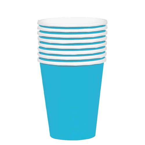 DISPOSABLE CUPS PAPER - CARIBBEAN BLUE 354ML - PACK OF 20