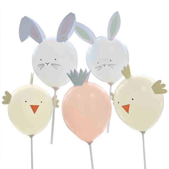 BALLOONS LATEX - EASTER CHICK & BUNNIES KIT OF 5