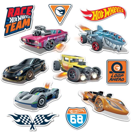 HOT WHEELS CUT OUT DECORATIONS - PACK OF 12