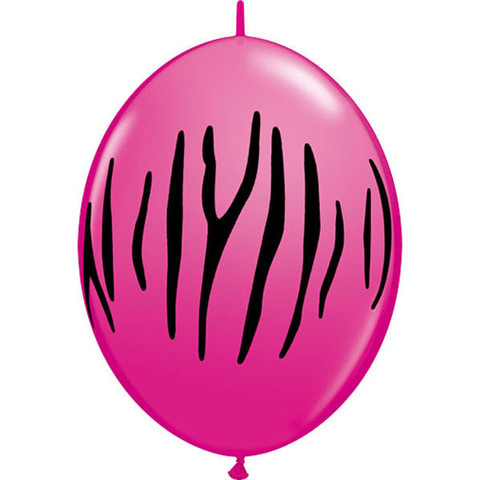 BALLOONS LATEX - QUICK LINK ZEBRA STRIPES WILD BERRY PACK OF 50