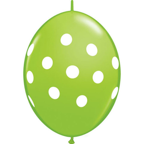 BALLOONS LATEX - QUICK LINK BIG POLKA DOTS LIME GREEN PACK OF 50