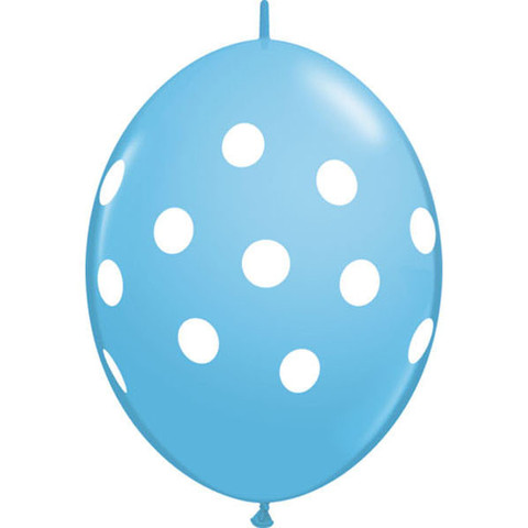 BALLOONS LATEX - QUICK LINK BIG POLKA DOTS PALE BLUE PACK OF 50
