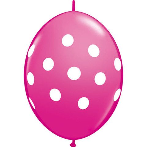 BALLOONS LATEX - QUICK LINK BIG POLKA DOTS WILD BERRY PACK OF 50