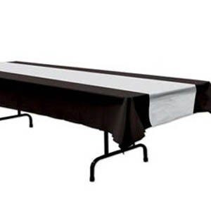 DISPOSABLE TABLECOVER - BLACK AND SILVER