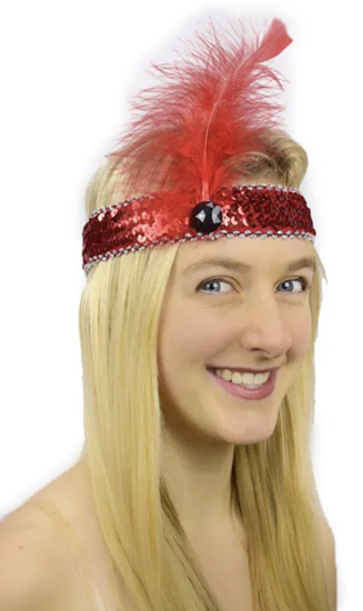 FLAPPER / 1920'S FEATHER HEADDRESS - RED & BLACK