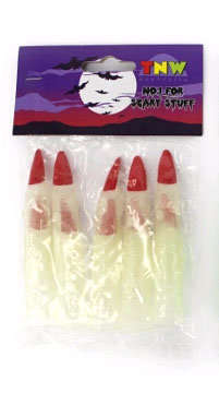 CLEAR WITCH FINGER NAIL SET WITH RED NAIL POLISH