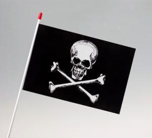 PIRATE SKULL & CROSS BONE HAND HELD WAVER FLAG