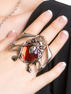 HALLOWEEN SPIDER RUBY RING