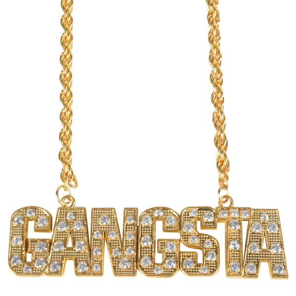 PIMP DADDY GOLD CHAIN NECKLACE 'GANGSTA' WITH DIAMONTES