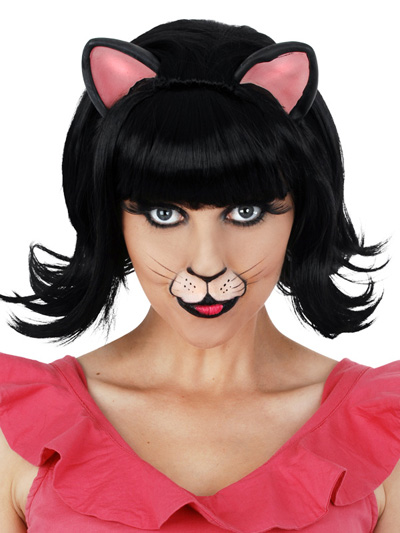 MIDNIGHT BLACK CAT WIG WITH EARS