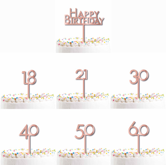 CAKE TOPPER - ROSE GOLD HAPPY BIRTHDAY & NUMBERS