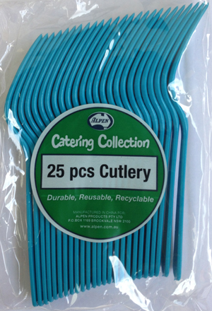 DISPOSABLE CUTLERY  - AZURE BLUE FORKS PK 25