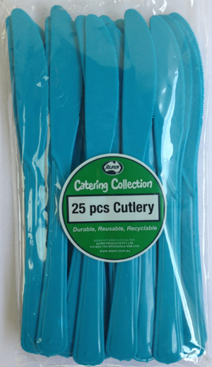 DISPOSABLE CUTLERY - AZURE BLUE KNIVES PK 25