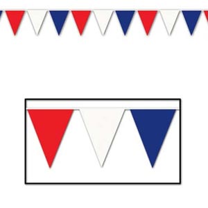 BRITISH/FRENCH OUTDOOR PENNANT BANNER RED, WHITE & BLUE 9M