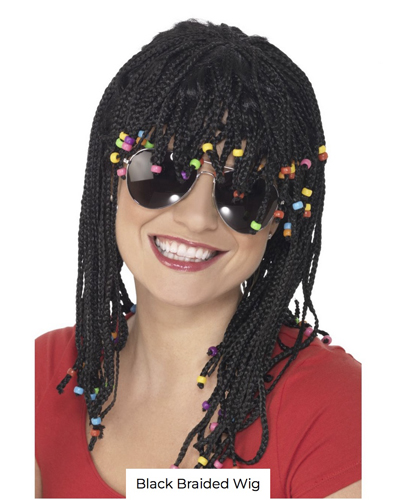 BRAIDED BLACK WIG WITH BEADS