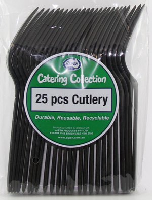 DISPOSABLE CUTLERY - BLACK FORKS PK 25