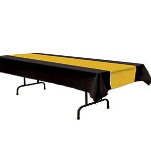 DISPOSABLE TABLECOVER - BLACK & GOLD