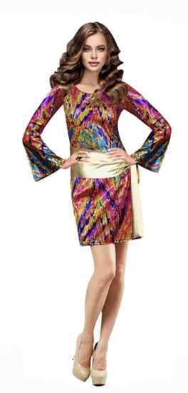 1970'S PSYCHEDELIC BOMBSHELL FANCY DRESS COSTUME - EXTRA LARGE