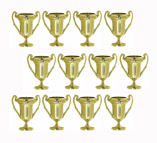 PARTY FAVOURS - SPORTS MINI AWARD TROPHY AWARD CUPS - PACK 12