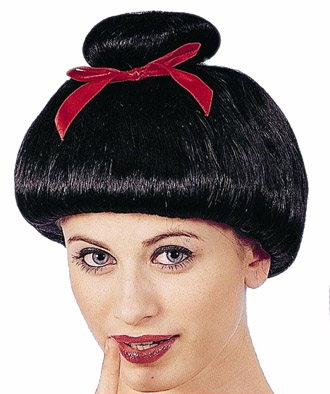 GEISHA WIG WITH RED BOW
