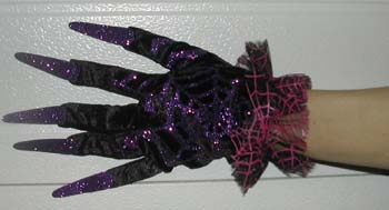 BLACK CLAW GLOVES WITH PINK & PURPLE FRILL