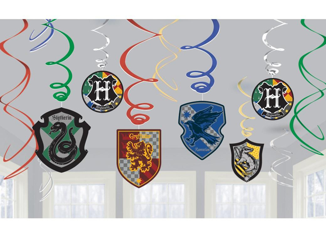 HARRY POTTER HANGING SWIRL DECORATIONS - PACK OF 12