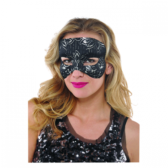 MASK - BLACK LACE WITH SILVER DETAIL