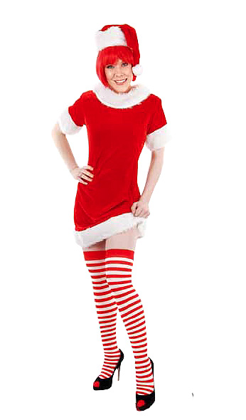 MRS CLAUS RED DRESS WITH FUR TRIM AND MATCHING HAT