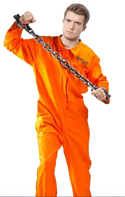 Got Busted Orange Prison Convict Jumpsuit w Handcuffs - Cappel's