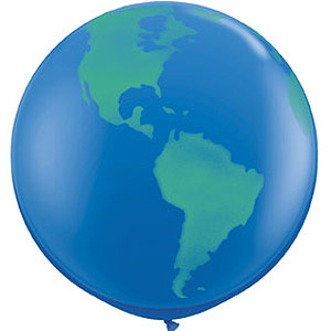 BALLOONS LATEX - WORLD GLOBE 3' ROUND PACK OF 2