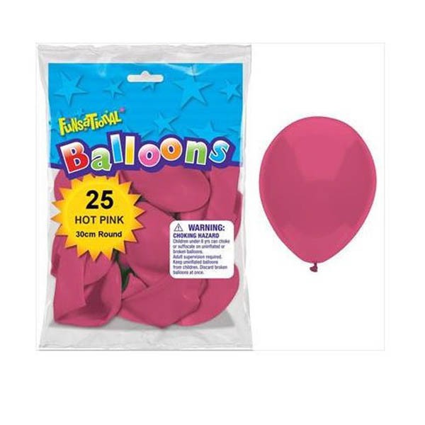BALLOONS LATEX - FUNSATIONAL HOT PINK PACK OF 25