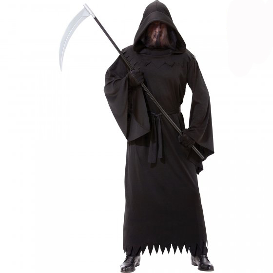 GRIM REAPER HOODED ROBE WITH DRAPING SLEEVES - LARGE