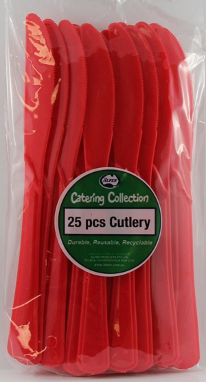 DISPOSABLE CUTLERY - RED KNIVES PK 25