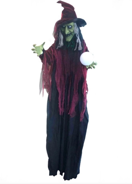 ANIMATED LIFE SIZE TALKING HAGAR THE WITCH WITH CRYSTAL BALL