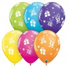 BALLOONS LATEX - FESTIVE TROPICAL PRESENTS & STARS PACK OF 25