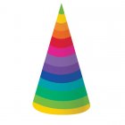 RAINBOW PARTY CONE HATS - PACK 8